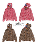 A BATHING APE Ladies' WILD LEOPARD PATTERN MILO SHARK FULL ZIP HOODIE