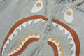 A BATHING APE Ladies' SHARK EMBROIDERY SUPER WIDE DENIM PANTS