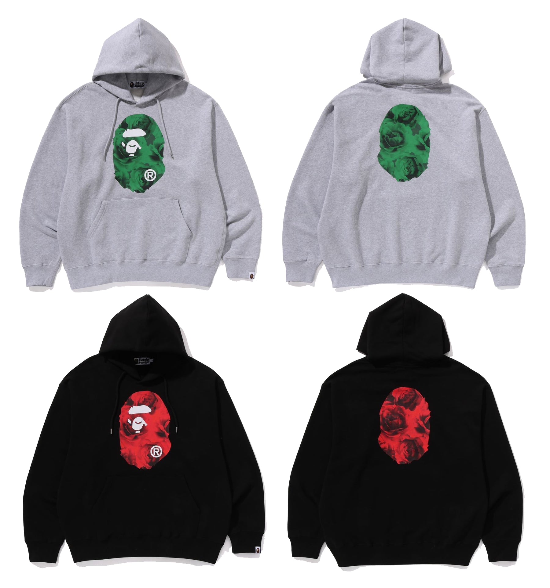 A BATHING APE FLORAL SOLID CAMO APE HEAD RELAXED FIT PULLOVER HOODIE happyjagabee store
