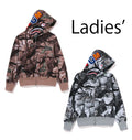 A BATHING APE Ladies' TREE EDGE CAMO SHARK FULL ZIP HOODIE