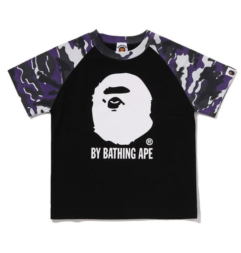 A BATHING APE BAPE KIDS GLITCH WOODLAND CAMO BY BATHING APE TEE