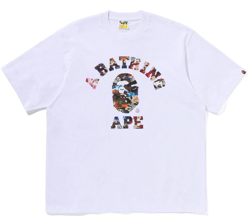 A BATHING APE HYBRID CAMO COLLEGE RELAXED FIT TEE