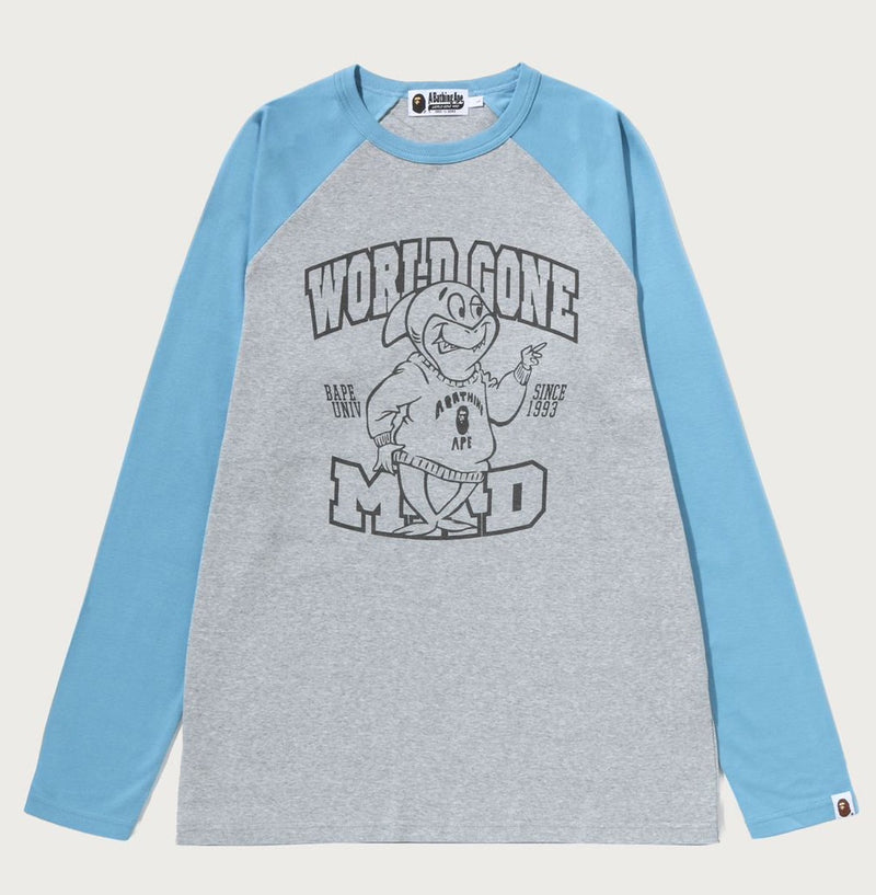 A BATHING APE WGM BEASTE COLLEGE RAGLAN SLEEVE LS TEE