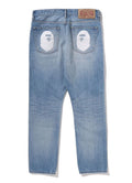 A BATHING APE APE HEAD DENIM PANTS ( Light Indigo ) - happyjagabee store