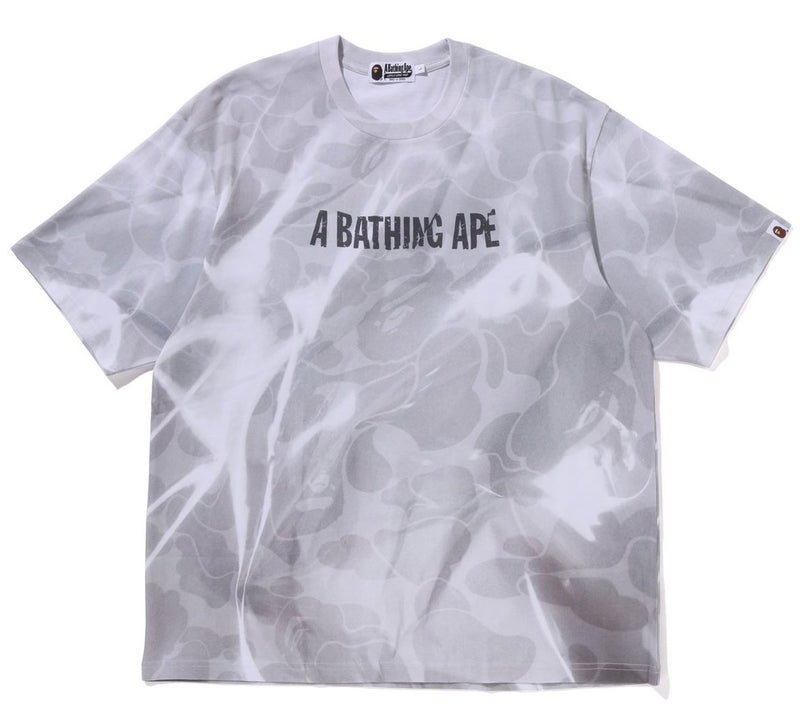 A BATHING APE OVERALL PRINT LOGO RELAXED FIT TEE
