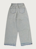 A BATHING APE Ladies' SHARK EMBROIDERY SUPER WIDE DENIM PANTS
