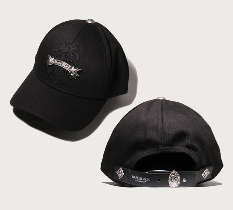 A BATHING APE BAPE BLACK WASHED GOTHIC CAP