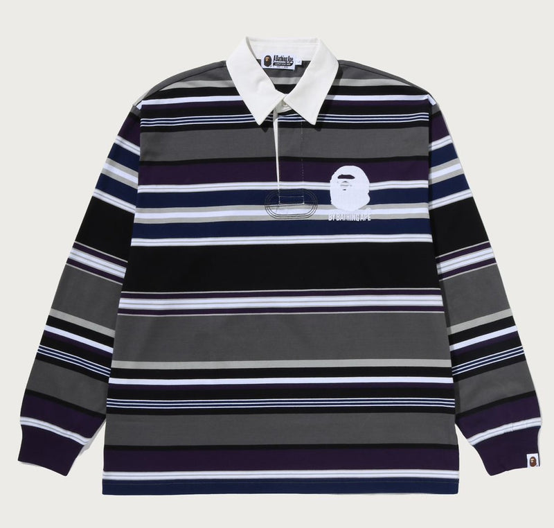 A BATHING APE BY BATHING APE STRIPE RELAXED FIT POLO LS TEE