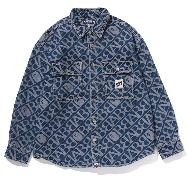 A BATHING APE DENIM MONOGRAM METAL ONE POINT BAPE DENIM JACKET