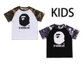 A BATHING APE BAPE KIDS GLITCH WOODLAND CAMO BY BATHING APE TEE
