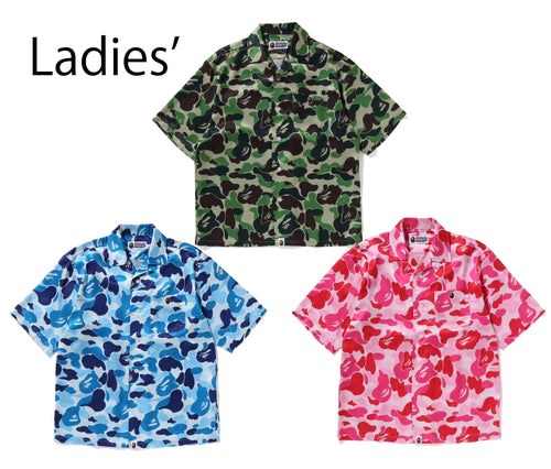 A BATHING APE Ladies' ABC CAMO OPEN COLLAR SHIRT