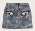 A BATHING APE Ladies' SOLID CAMO JACQUARD DENIM SKIRT
