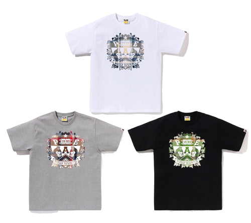 A BATHING APE BAPE CHECK UNIVERSITY EMBLEM TEE