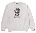 A BATHING APE HEAVY WASH BABY MILO RELAXED FIT CREWNECK SWEAT SHIRT - happyjagabee store