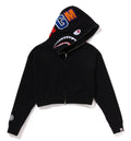 A BATHING APE Ladies' SHARK CROPPED FULL ZIP HOODIE