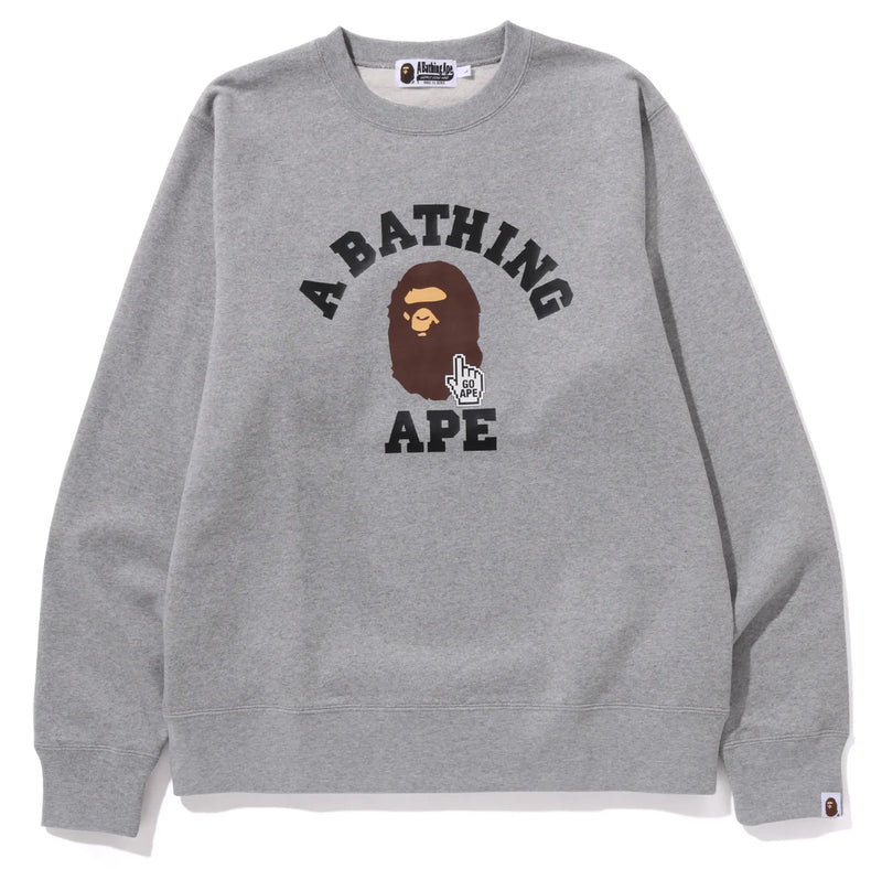 A BATHING APE GO APE POINTER COLLEGE CREWNECK SWEAT SHIRT ONLINE EXCLUSIVE