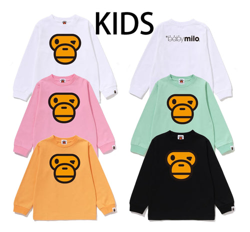 A BATHING APE BAPE KIDS WINKING MILO FACE LS TEE - happyjagabee store