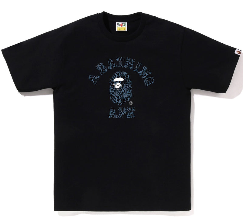 A BATHING APE WILD LEOPARD PATTERN COLLEGE TEE