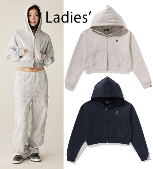 A BATHING APE Ladies' APE HEAD ONE POINT CROPPED ZIP HOODIE