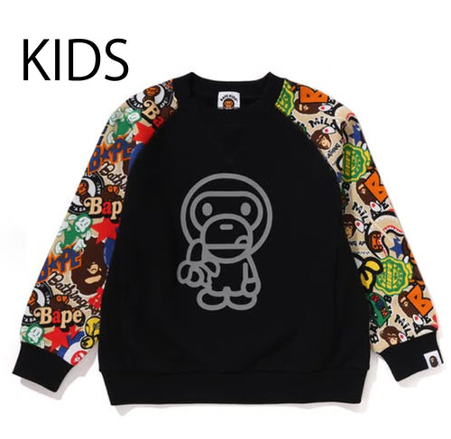 A BATHING APE BAPE KIDS BAPE MILO ASSORTED RELAXED FIT CREWNECK SWEAT SHIRT