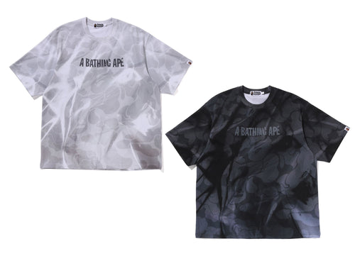 A BATHING APE OVERALL PRINT LOGO RELAXED FIT TEE