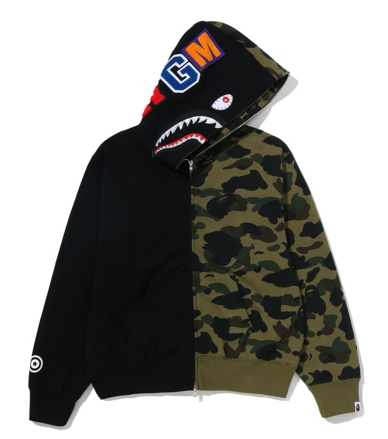 A BATHING APE Ladies' 1ST CAMO CRYSTAL STONE SHARK FULL ZIP HOODIE