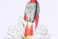 A BATHING APE APE HEAD ROCKET TEE