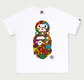 A BATHING APE BAPE KIDS MILO MULTI DINOSAURS PATTERN MILO ON APE HEAD TEE