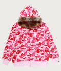 A BATHING APE ABC CAMO FUR HOOD SHARK RELAXED FIT FULL ZIP HOODIE