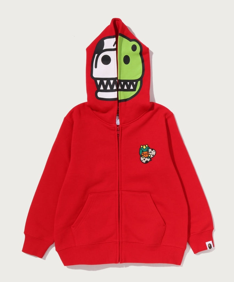 A BATHING APE BAPE KIDS BABY MILO DINOSAURS ZIP HOODIE