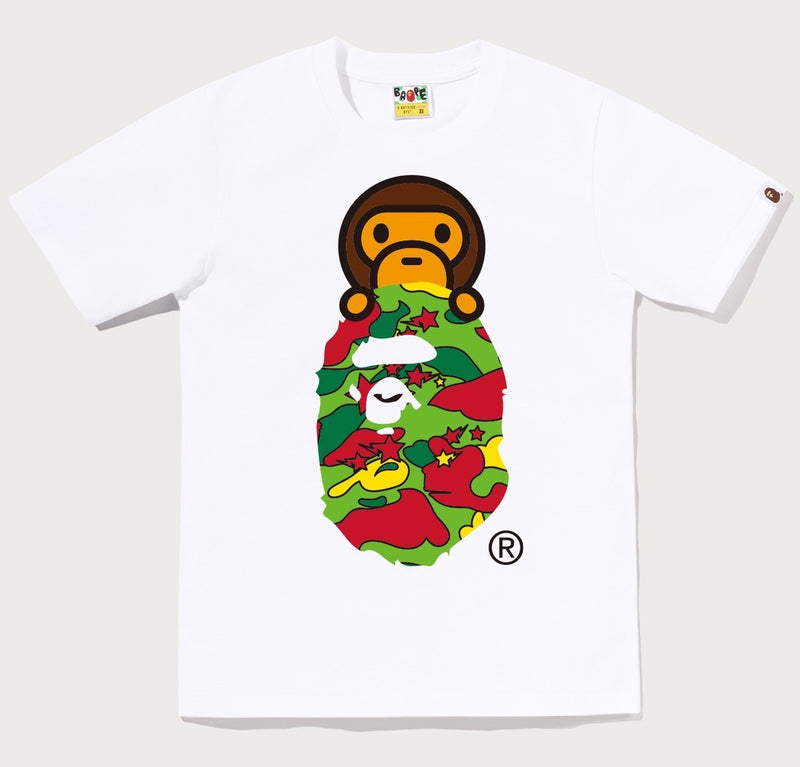 A BATHING APE Ladies' STA CAMO MILO ON APE HEAD TEE