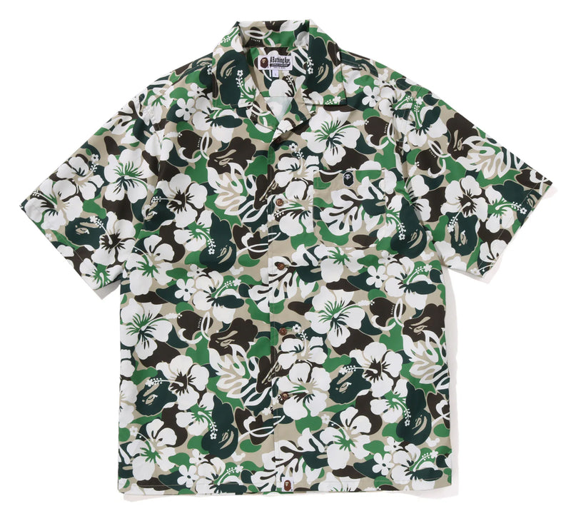A BATHING APE ABC RESORT CAMO OPEN COLLAR SS SHIRT