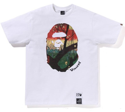 A BATHING APE BAPE x VAN GOGH MUSEUM APE HEAD CANVAS ART TEE