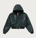 A BATHING APE Ladies' CROC PATTERN APE FACE CROPPED LEATHER JACKET