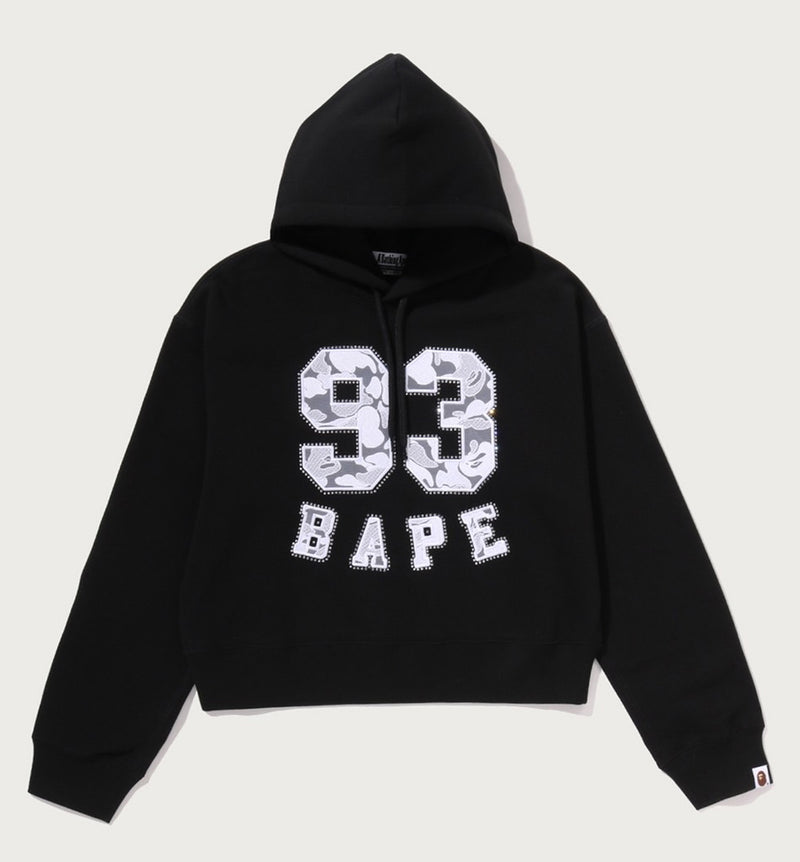 A BATHING APE Ladies' CAMO LACE PATCH BOXY CROPPED PULLOVER HOODIE