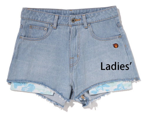 A BATHING APE Ladies' BABY LISA ONE POINT DENIM SHORTS