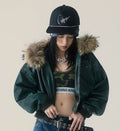 A BATHING APE Ladies' CROC PATTERN APE FACE CROPPED LEATHER JACKET