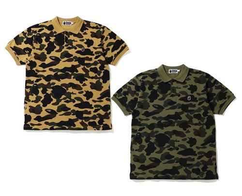 A BATHING APE 1ST CAMO APE HEAD ONE POINT POLO - happyjagabee store