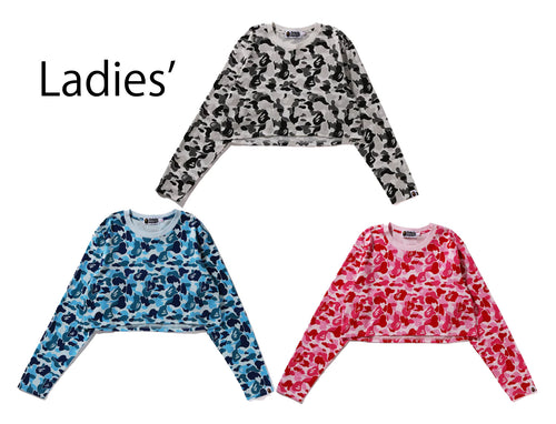 A BATHING APE Ladies' ABC CAMO CROPPED L/S TEE