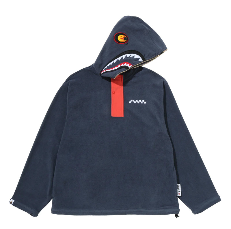 A BATHING APE BAPE BY KAZUKI KURAISHI SHARK FLEECE HALF ZIP PULLOVER HOODIE
