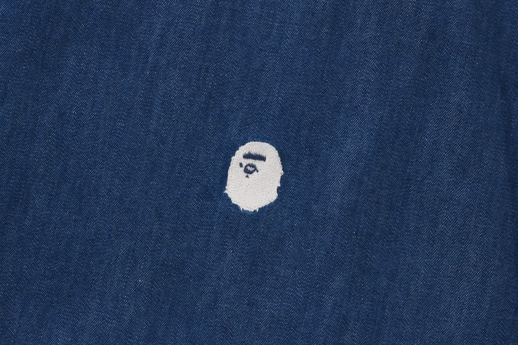 A BATHING APE APE HEAD ONE POINT DENIM SHIRT