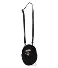 A BATHING APE APE HEAD FAUX FUR MINI SHOULDER BAG