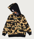 A BATHING APE BAPE KIDS 1ST CAMO MILO SHARK ZIP HOODIE