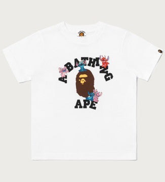 A BATHING APE BAPE KIDS BAPE x DISNEY STITCH AND FRIENDS COLLEGE TEE