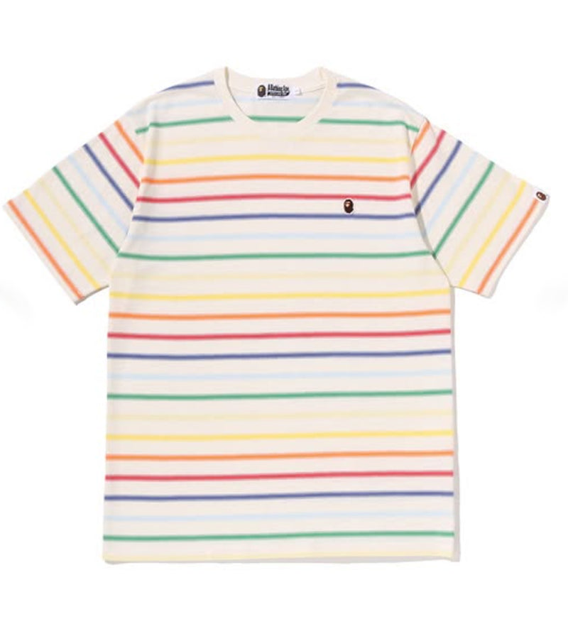 A BATHING APE GRADIENT RAINBOW STRIPE ONE POINT TEE