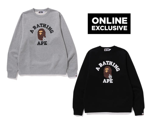 A BATHING APE GO APE POINTER COLLEGE CREWNECK SWEAT SHIRT ONLINE EXCLUSIVE