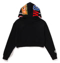 A BATHING APE Ladies' SHARK CROPPED FULL ZIP HOODIE