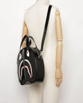 A BATHING APE SHARK LEATHER SHOULDER BAG