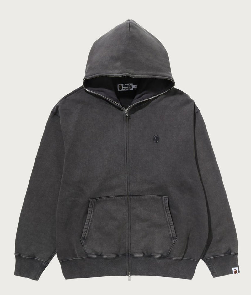 A BATHING APE GARMENT DYED ONE POINT RELAXED FIT FULL ZIP HOODIE
