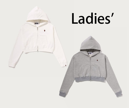 A BATHING APE Ladies' APE HEAD ONE POINT CROPPED ZIP HOODIE